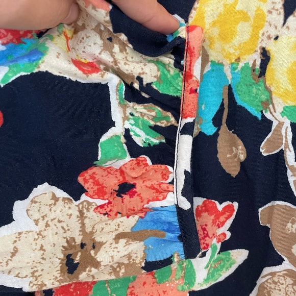 Lauren Ralph Lauren Navy Blue Floral Long Sleeve Blouse Top Size Large - Picture 8 of 13